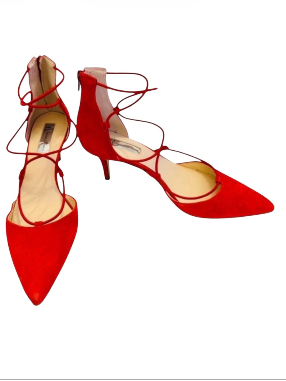 INC International Concepts Daree Red Suede Lace Up Kitten Heels Size 9M